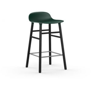 Normann Copenhagen Tabouret FORM BARSTOOL H 65 cm avec pi&egrave;tement en bois noir (Vert - Polipropilene e legno nero)
