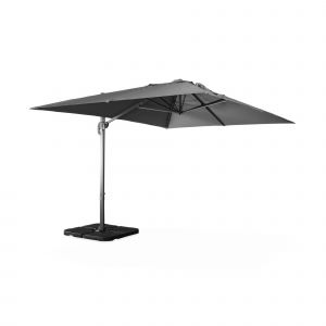 Alice's Garden Parasol déporté rectangulaire gris 3x4m + dalles à lester 50x50cm - Gris