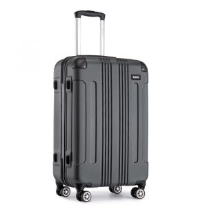 Kono Valise Cabine Grande Taille Rigide e Légère ABS Valise de Voyage à roulettes Valises Gris, L (74cm - 105L)