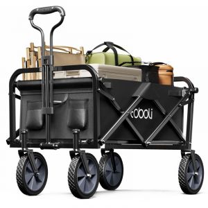 Toboli - Chariot de transport Enfant Noir Pliable 100 kg avec Roulettes 1020x505x1010 mm Poign&eacute;e T&eacute;lescopique Transport Outils Tout-terrain Plage