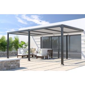 Couleurs du monde Pergola bioclimatique adossée Seattle - Aluminium - 3x6m