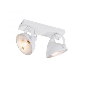 Qazqa Plafonnier industriel blanc argent 2 lumières orientable - Magnax