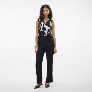 Vero Moda Pantalon Large Taille Haute Noir Femme