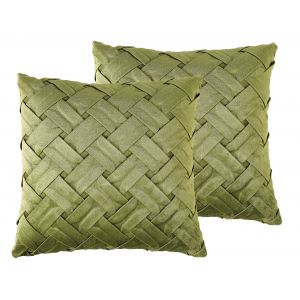 Beliani Lot de 2 coussin décoratifs en tissu vert 43x8cm