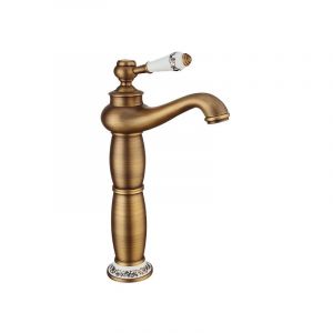 Desconocido Silla Mitigeur lavabo retro bec haut en Laiton, économie d'eau, Vintage doré