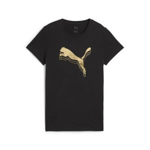 Puma ESS Metallic Tee, T-Shirts Mixte Black-Metallic Gold,