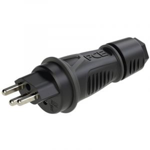 Pc Electric - 0323-ss Fiche électrique mâle avec terre PA6, tpe 250 v noir IP55