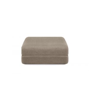 Pouf convertible et modulable 1 place en tissu lisse taupe