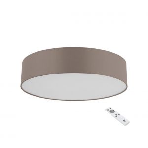 Eglo Connect Romao-C Plafonnier LED à 1 ampoule en acier, textile et plastique blanc, taupe, avec télécommande, changement de température (chaud, neutre, froid), RVB, intensité variable, Ø 57 cm