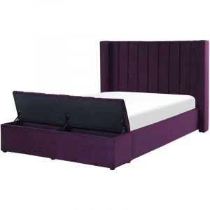 Image de Beliani Lit double en velours violet avec banc coffre 140 x 200 cm NOYERS