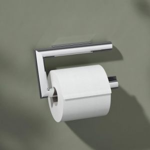 Keuco Porte-Rouleau de Papier Toilette en m&eacute;tal chrom&eacute; pour Salle de Bain et Toilettes invit&eacute;s Fixation cach&eacute;e Reva