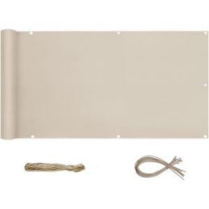 Sekey Brise-Vue pour Balcon Couverture de confidentialité Écran Polyster Vent Protection UV Opaque Résistant aux Intempéries, avec Attaches de câble et Cordons, 90 x 300cm Taupe