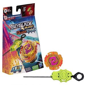 Hasbro Burst QuadStrike, Starter Pack avec toupie de compétition Flame Pandora Everlasting P8 et lanceur