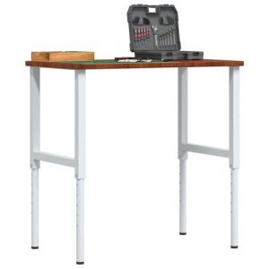 VidaXL Établi marron foncé bois de chêne massif rectangulaire, table de travail, poste de travail, table de travail en bois, établi en bois