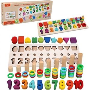 Jouet Montessori Mathématiques Bébé 1 2 3 Ans, Jeux Éducatif Puzzles En Bois, Apprendre À Compter Et Les Couleurs Jeu