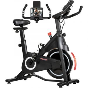 V&eacute;lo d'appartement - SPORTNOW - r&eacute;sistance magn&eacute;tique r&eacute;glable, &eacute;cran LCD, si&egrave;ge confortable - 108x51x116cm - acier et ABS - blanc