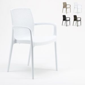 Grand Soleil Chaises de Jardin BOHEME Bar avec accoudoirs Polyrattan | Blanc