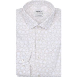 Olymp Chemise Level 5 Impression Beige Blanc cass&eacute; taille 38
