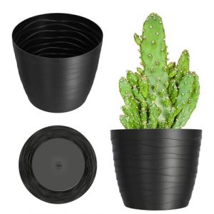 KADAX Pot de fleurs en plastique Ø 11-19 cm 7 couleurs simple pot de fleurs moderne robuste Pot rond Ø 13 cm Noir