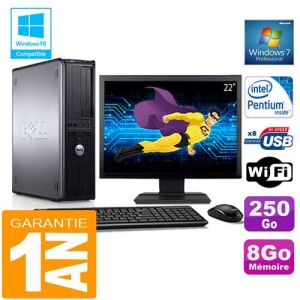 Dell Pc 780 dt intel e5300 ram 8go disque 250 go wifi w7 ecran 22'