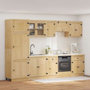 VidaXL Armoire avec tiroir avec &eacute;tag&egrave;re 9 pcs Miel Pin massif