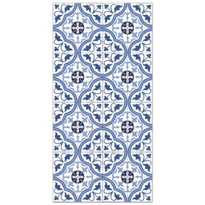 Tapis vinyle carreaux ciments fleur bleu 300x200cm