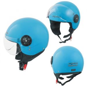 A-Pro Scooter Casque Moto Ville Jet Demi Anti Scratch Avio Visiere Bleu XXL