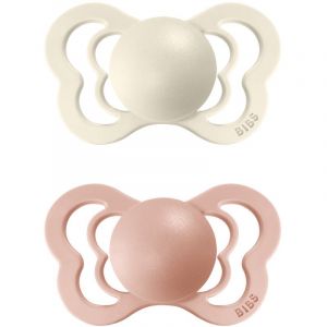 BIBS Sucette Couture Ivory/Blush latex 0-6 m, lot de 2