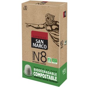 Image de San Marco Café Espresso n°8 Compatible nespresso Bio & compostable - 10 Capsules