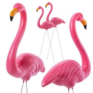Statue Flamant Rose KADAX 83x36cm en Plastique, Lot de 2 pièces, Rose