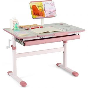 Giantex Bureau Enfants avec R&eacute;glable en Hauteur (51-73 cm) Rose