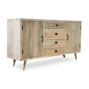 Image de Declikdeco Buffet en Bois d'Acacia avec 2 Portes et 4 Tiroirs CASSIS