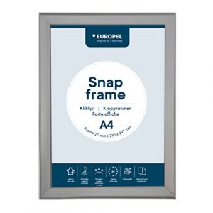 EUROPEL Cadre Porte affiche clic-clac A4, argent, profil 20mm