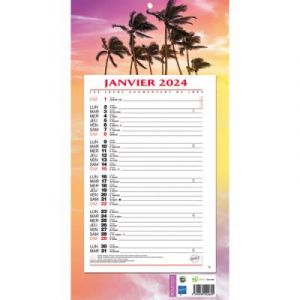 CBG Calendrier mensuel sur plaque - 19 x 36 cm - thème exotique