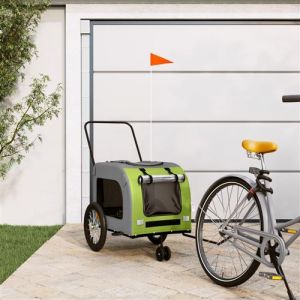 VidaXL Remorque de vélo pour animaux de compagnie vert et gris