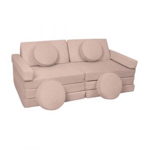 Canapé modulable enfants rose velours côtelé