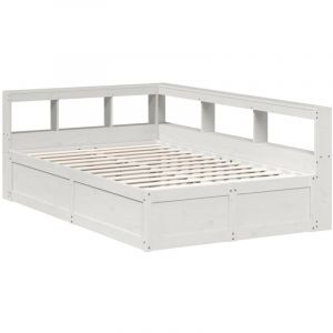 VidaXL Lit bibliothèque sans matelas blanc 140x190 cm bois pin massif