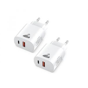 2pack Chargeur Rapide Usb C, 20w Prise Type C Pd+Qc Pour Iphone 16 15 14 13 12 11 Pro Max Xs Xr X 8 7 6 Se Ipad,Samsung Galaxy