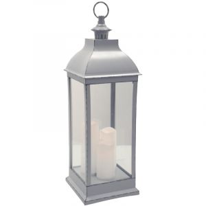 Image de Lanterne Bougies LED "Antique" 71cm Gris