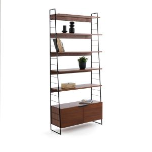 Etagère acier et plaqué noyer H220cm, Watford Noyer/Noir Taille Taille Unique