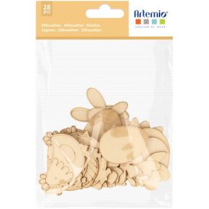 Artémio Mini formes en bois - Poulette - 1,5 à 6 cm - 28 pcs