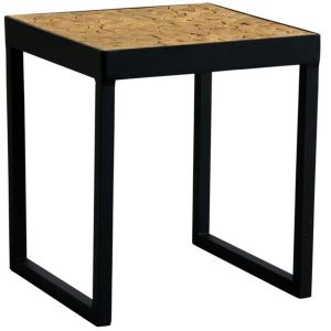 Aubry Gaspard Table carrée en métal plateau mosaïque en bois