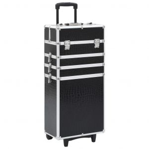 VidaXL Chariot de maquillage Aluminium Noir avec motif de crocodile - Noir