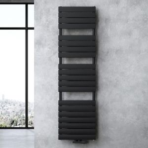 Sogood - Radiateur de Salle de Bain Sèche-Serviette 180x60cm Radiateur à Eau Chaude Vertical Gris-Noir Sèche-serviettes de Salle de Bains - Noir-Gris