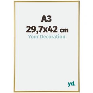 Yd. - Your Decoration - A3 29.7x42 cm - Cadres Photos en Plastique Avec Verre Plexiglas - Excellente Qualit&eacute; -Or - Cadre Decoration Murale - Annecy.