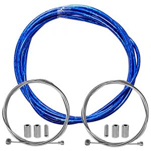 Cyclingcolors Gaine frein vélo avec câble embouts kit avant arrière compatible avec Shimano Sram cycle ville route vtt insert performance cable (Bleu laser)