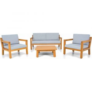Salon de jardin 4 places en bois fsc - Canapé 2 pl., 2 fauteuils et table basse - Palau