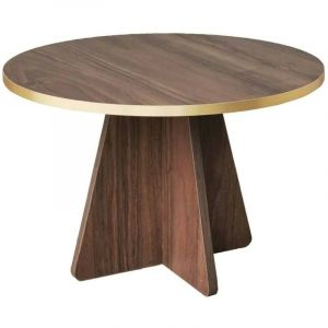 Dmora - Table basse Dkluiver, Table basse, Porte-revues pour canapé, Etagère de salon, 60x60h40 cm, Or et Noyer