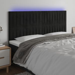 VidaXL Tête de lit à led Noir 160x5x118/128 cm Velours Black