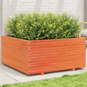 VidaXL Jardini&egrave;re cire marron 100x100x49,5 cm bois de pin massif, jardini&egrave;re d'ext&eacute;rieur, bac &agrave; fleurs, bac &agrave; tomates, jardini&egrave;re de terrasse